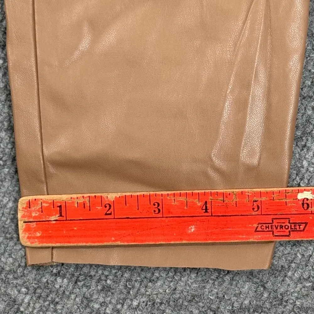 Pull‎ On Chic Faux Vegan Leather Jogger Pants Small Taupe Drawstring Waist Fall